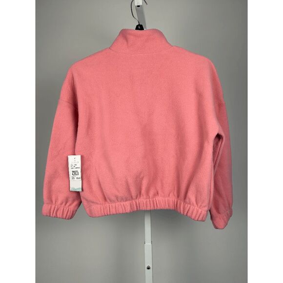 NEW BALANCE Girls’ Pink Fleece Quarter-Zip Pullover – Soft Warm Cozy Sweatshirt - Picture 3 of 6